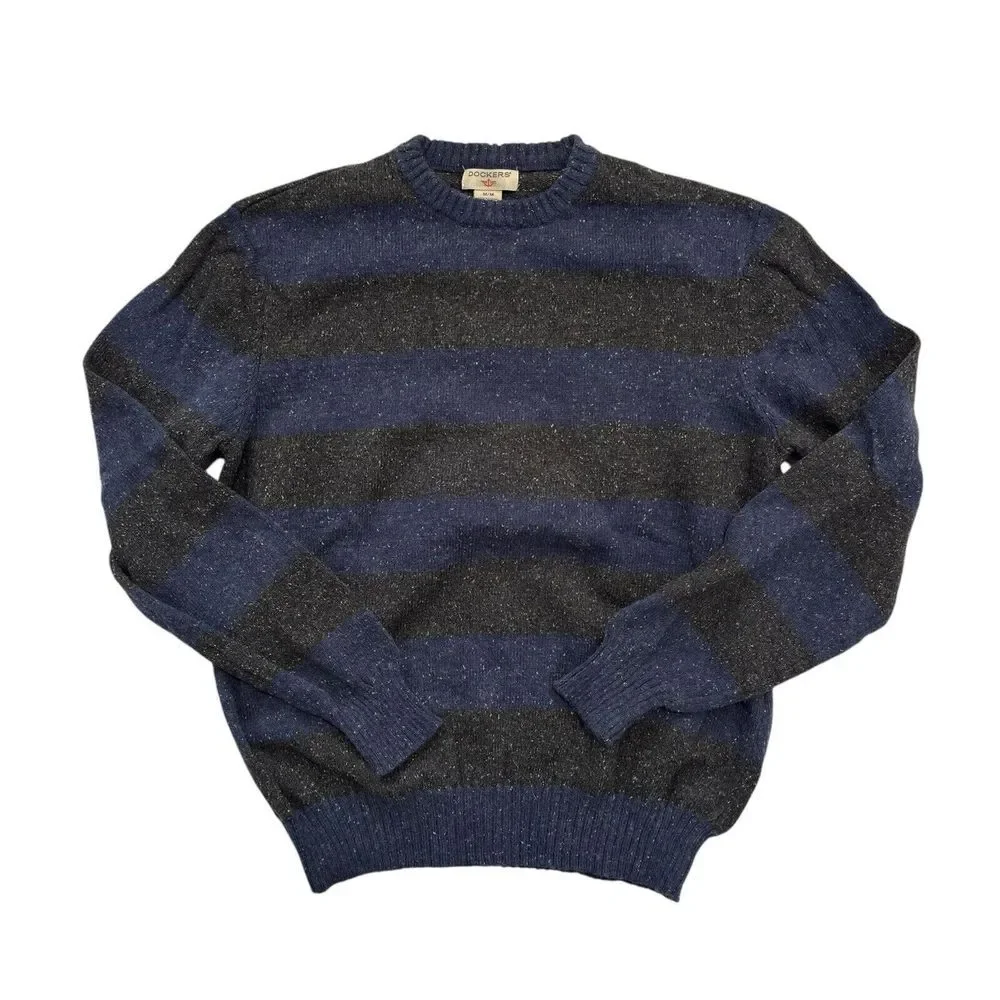 Dockers Crewneck‎ Sweater Blue & Gray Stripe Heather Size Medium